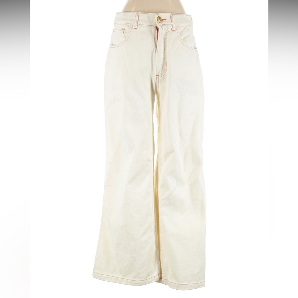 Big Bud Press Limited Wide Leg Denim Jeans Vintage White Size 26